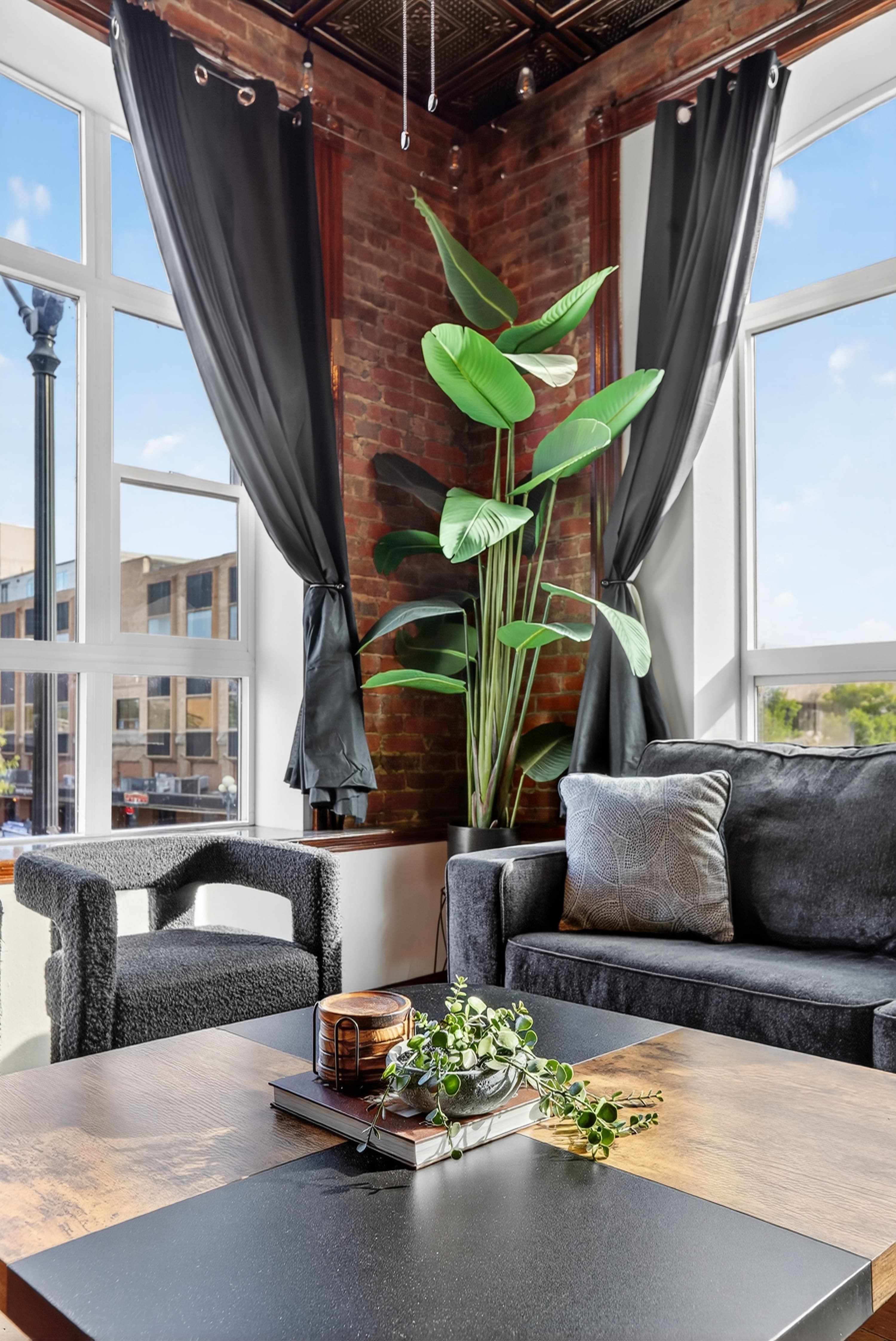 Historic industrial luxury atmosphere at The Cory Block Apartments